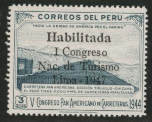 Peru  Scott 423 MNH** 1947 Overprinted stamp