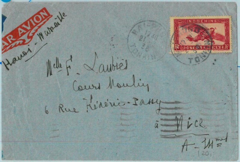 91268 - INDOCHINE - Postal History - AIRMAIL COVER from HAI-PHONG to FRANCE 1938