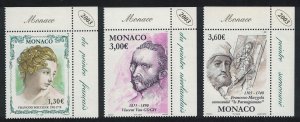 Monaco Van Gogh Boucher Mazzola Anniversaries 3v Corners 2003 MNH SG#2609-2611