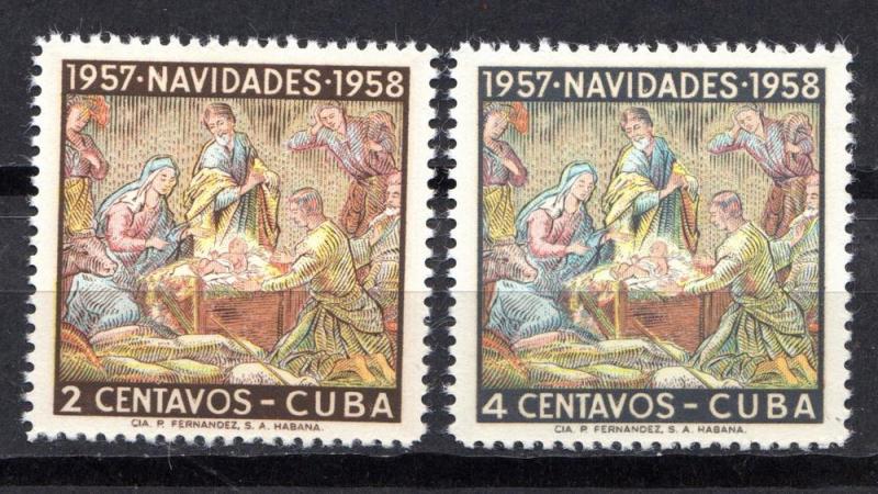 CUBA, yr.1957, CHRISTMAS #588-589, MNH