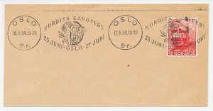 Postmark Norway 1954 Harp - Nordic song fest