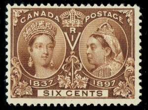 [mag241] CANADA 1897 Jubilee Scott#55 6¢ original gum MNH cv:$575