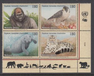 UN Geneva 231a Animals Plate Block MNH VF