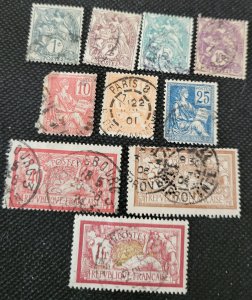 France, 1900-29 issues,109-125, 1c- 1 Fr., used partial set, SCV$8.20