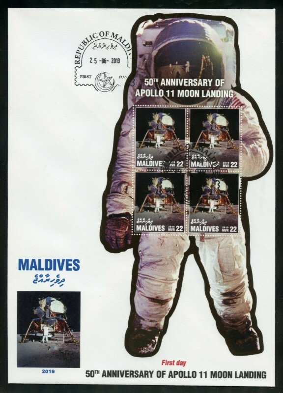 MALDIVES 2019 50th ANNIVERSARY  OF APOLLO 11 MOON  LANDING  SHEET V  FDC