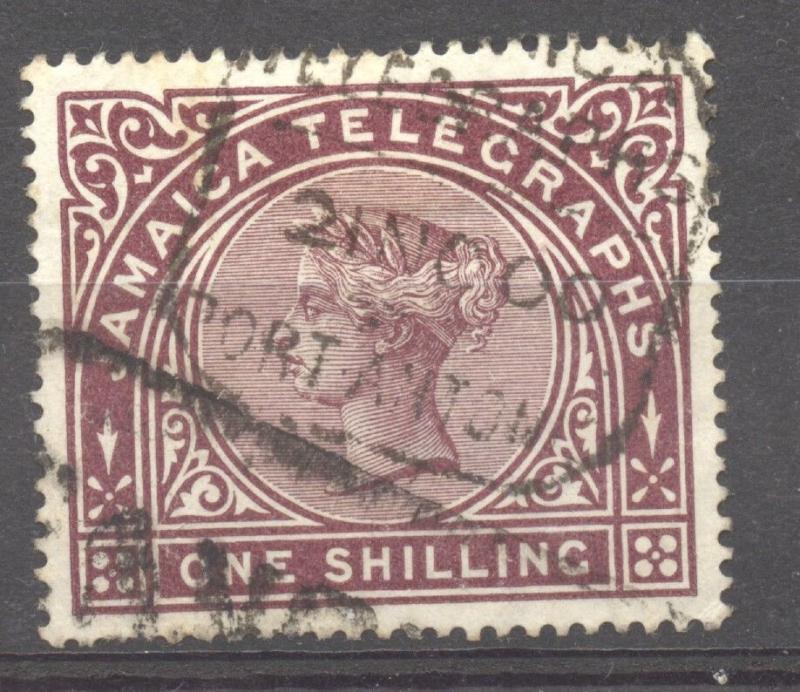 Jamaica, 1900 Q V Telegraph 1 sh, VF ++ used