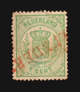 Netherlands Nederland classic Dutch stamp NVPH langstempel linear cancel in red