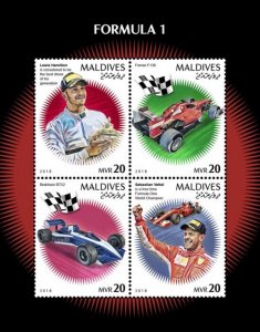 MALDIVES - 2018 - Formula 1 - Perf 4v Sheet - Mint Never Hinged