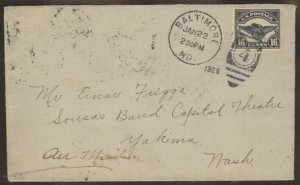 USA 1926 ScC5 Airmail Cover Baaltimore Yakima Washington 110096