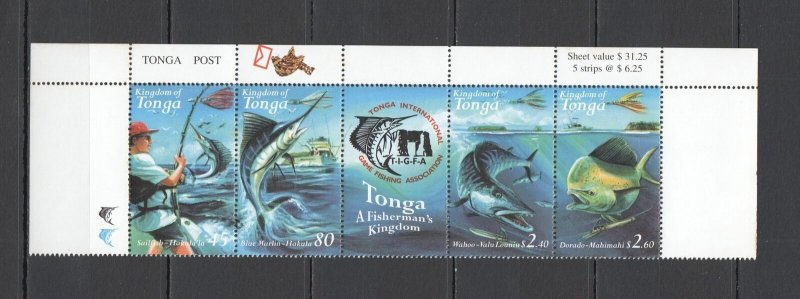 B1441 2001 Tonga Fauna Fish Marine Life Fishing #1600-3 Michel 8,5 Euro Set Mnh