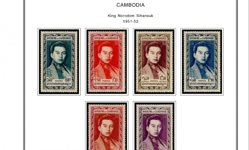 COLOR PRINTED FRENCH SE ASIA 1886-1956 STAMP ALBUM PAGES (32 illustrated pages)