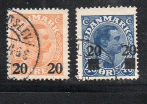 Denmark Sc 176-77 1926 20 ore surcharge on Christiand X stamp set used