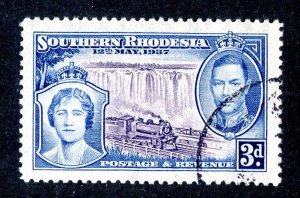 1937  Southern Rhodesia Sc.# 40 U cv $9  (66 BCXX )