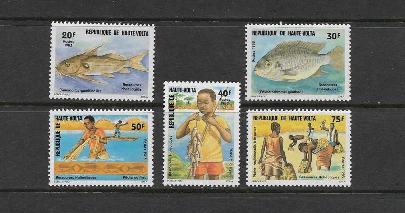 FISH&FISHING -BURKINA FASO ( UPPER VOLTA) #628-32  MNH