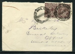 Australia 1918 Postmarked Ship Mail Room  to Berkeley California