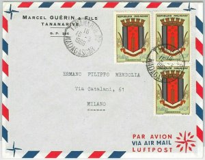 44965 - MADAGASCAR - POSTAL HISTORY - LETTER to ITALY 1966 Heraldry-