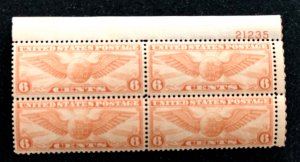 US scott# C19 1934 6c Rotary perf 10-1/2 x 11 Block Plate MNH well centered