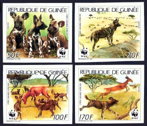 Guinea 1987 Sc#1069/1072 WWF AFRICAN WILD DOG Set (4) IMPERFORATED MNH