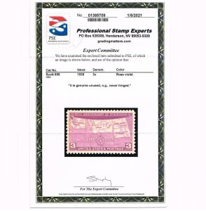 EXCEPTIONAL GENUINE SCOTT #858 XF-SUPERB MINT PRISTINE OG NH PSE CERT #20775