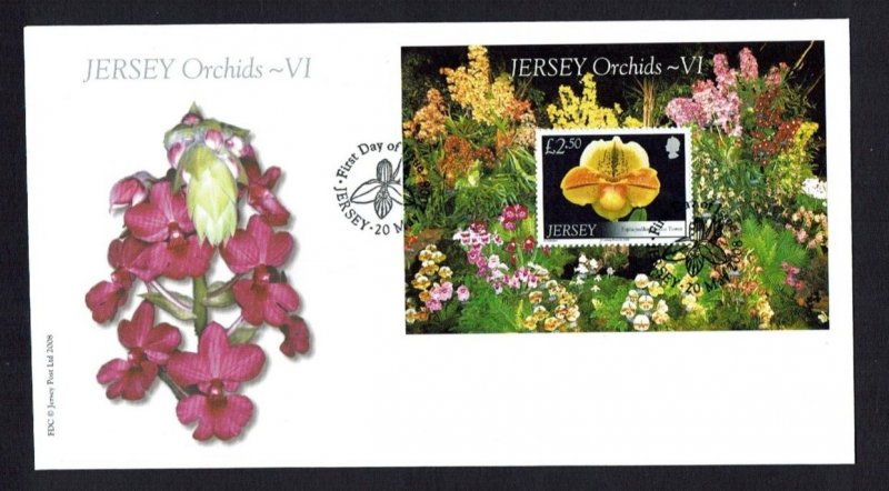 Jersey: 2008 Orchids, (issue VI)  set + M/S on 2 FDCs 