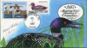 US #RW54 Hand Painted Duck First Day Cover 07/01/87 - Goldberg 5/100 - S8159