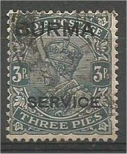 BURMA, 1937, used 3p, OFFICIAL Overprinted, Scott O1