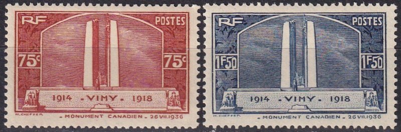 France  #311-2 F-VF Unused  CV $25.50 (Z2444)