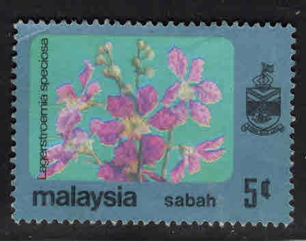 Malaysa Sabah  Scott 34 Used Flower stamp