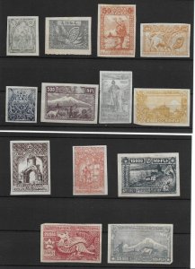 13 Armenia 1920 imperforate pictorials - all mint