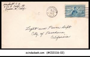 UNITED STATES - 1953 ENVELOPE TO CALIFORNIA WITH STAMP