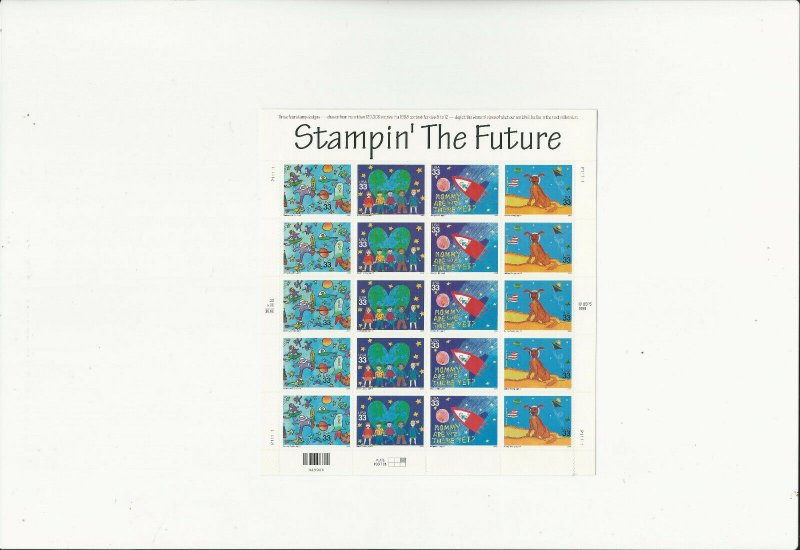 US Stamps Sheet/Postage Sct #3417a Stampin the Future MNH F-VF OG  FV 6.60