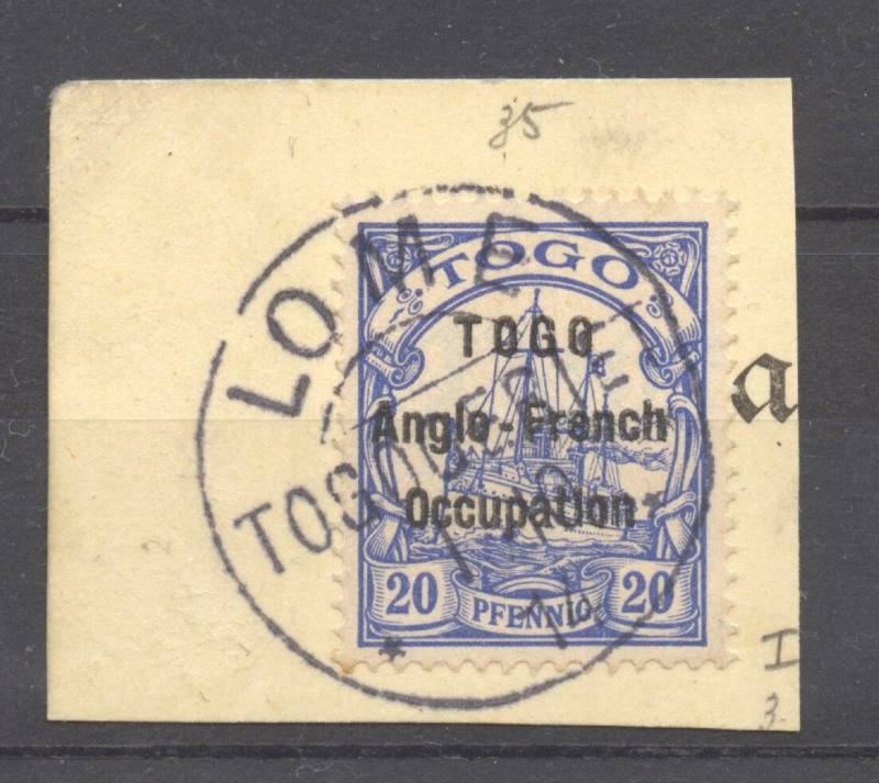 Togo British Occupation , 1914 First Printing, 3 mm overprint, 20 Pf. on used