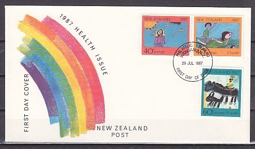 New Zealand, Scott cat. B127-B129. Children`s Art issue. First day cover. ^