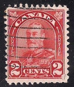 Canada #165 2 cents King George 5, Deep Red Stamp used F