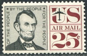 C59 25c Lincoln, Mint Never Hinged VF