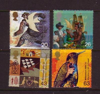 Great Britain Sc 1851-4 1999 Emigration stamps mint NH