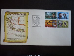 Stamps - Christmas Island - Scott# 73,75,80,81 - First Day Cover