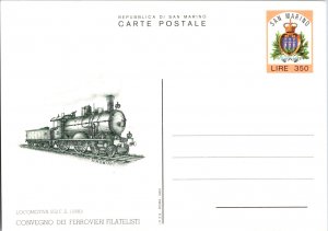 San Marino, Worldwide Government Postal Card, Trains