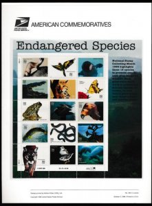 USPS 1996 COMMEMORATIVE PANEL 3105 ENDANGERED SPECIES