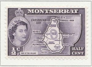 1958 British Colony MONTSERRAT 1/2c MH* Stamp A28P45F30257-