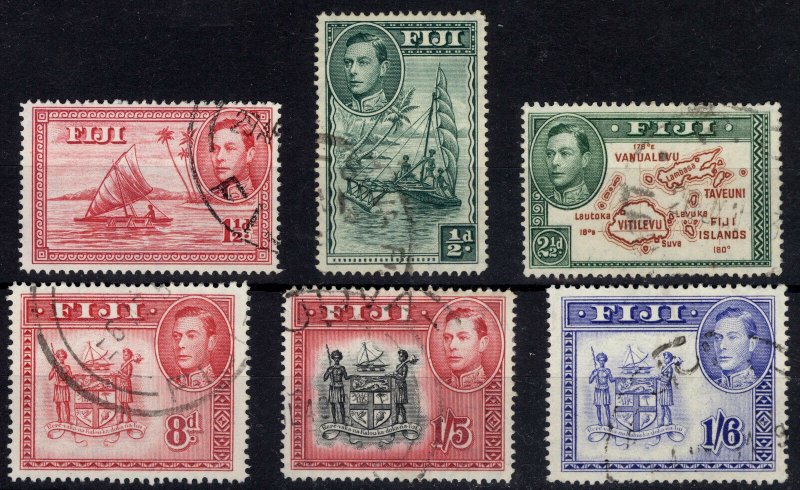 Fiji 1941 1.5d-1/6 Pict PERF14 SG 249a-263a Scott 117c-128A VFU £30($46)