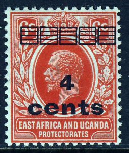 EAST AFRICA & UGANDA KG V 1919 4c. Surcharge on 6c. Scarlet SG 64 MINT 