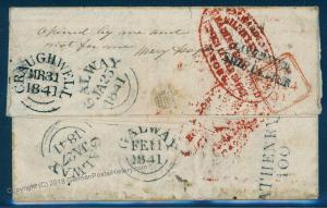 USA 1840 Ireland Dead Letter Galway New York Agent Abraham Bell Killians C 92162