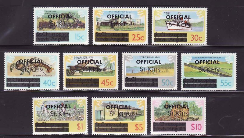 St. Kitts-Sc#O1-O10- id7-unused NH Official set-Ships-1980-