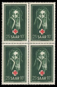 Saar #B82 (Mi. 304) Cat€96+, 1951 Red Cross, block of four, never hinged