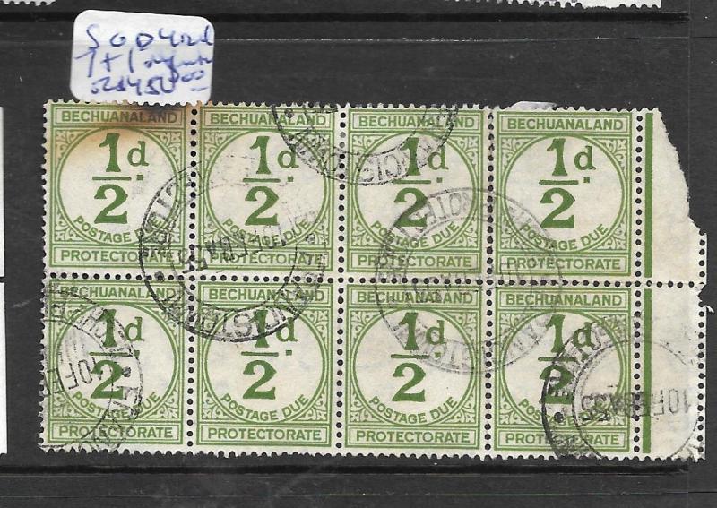 BECHUANALAND (P1801B) POSTAGE DUE 1/2D SG D4 BL OF 8  VFU