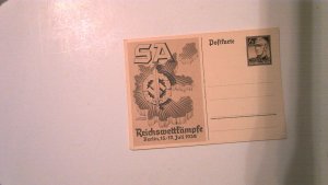 GERMANY WWII PROPAGANDA POSTAL CARD: 1938 REICHSWETTFAMPFE