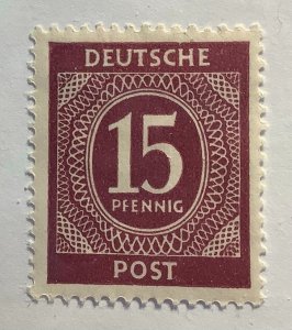 Germany 1946 Scott 540 MH -  15pf, Numeral