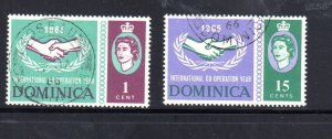 DOMINICA #187-188 1965 INT'L COOPERATION YEAR USED F-VF