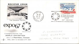 Canada 1967 FDC World Exhibition - Montreal - Single - F76601